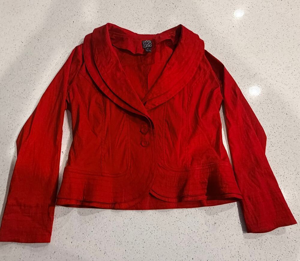 Ciara Sun Woo Red Floral Cutout Blazer Jacket XL